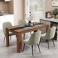 Homycasa Rectangle Dining Table Wooden for Kitchen Island Dining Room, Walnut