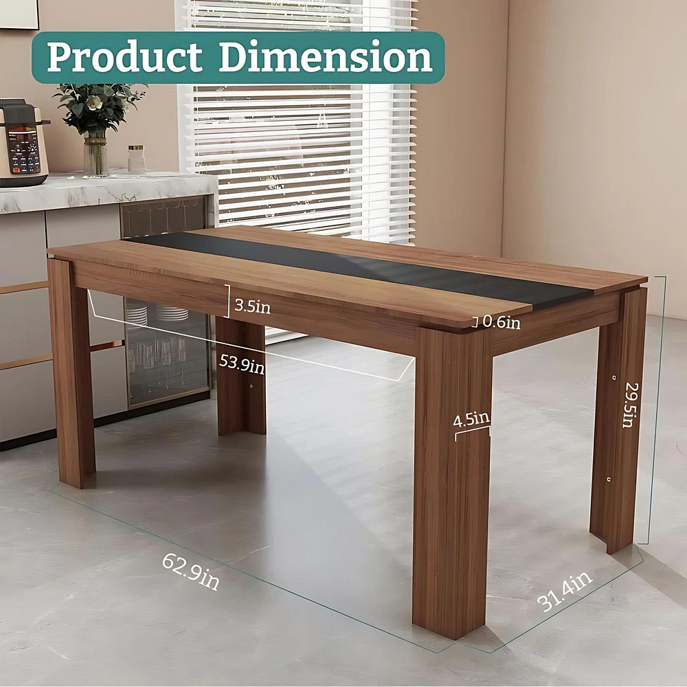 Homycasa Rectangle Dining Table Wooden for Kitchen Island Dining Room, Walnut