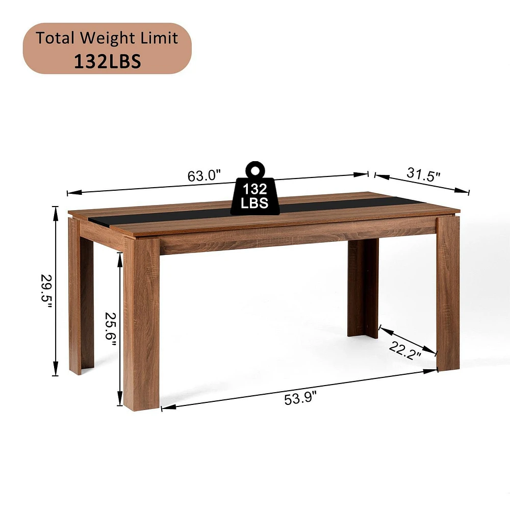 Homycasa Rectangle Dining Table Wooden for Kitchen Island Dining Room, Walnut