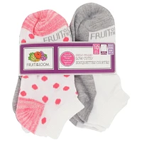 Fruit of the Loom Girls Low Cut Socks - 10 Pack - Size 10.5-4