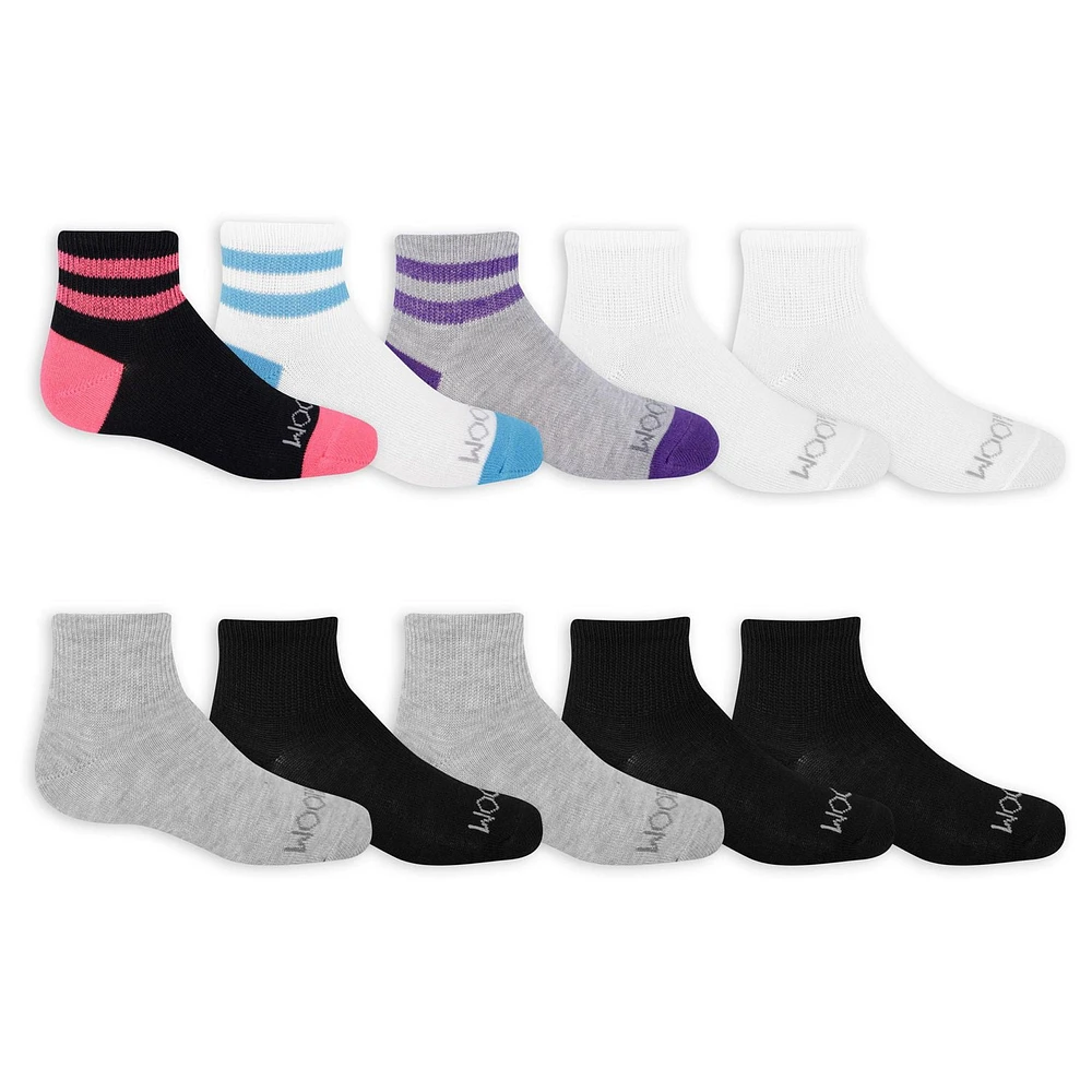 Fruit of the Loom Girls Ankle Socks 10 Pack