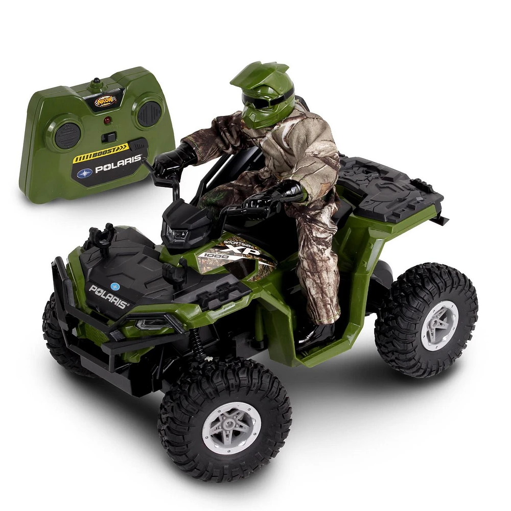 NKOK Green RT Polaris Sportsman XP 1000 1/8 Scale RC Toy with Hunter in Fabric Outfit