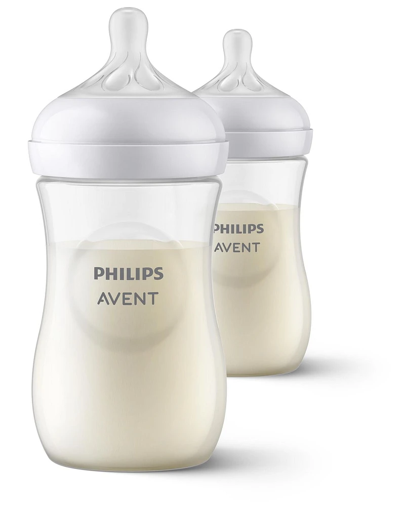 Philips Avent Natural Baby Bottle With Natural Response Nipple, Clear, 9oz, 2 pack, SCY903/02