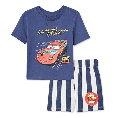 Ensemble 2 pièces avec short Les bagnoles Disney pour petits garçons Tailles 2T-5T