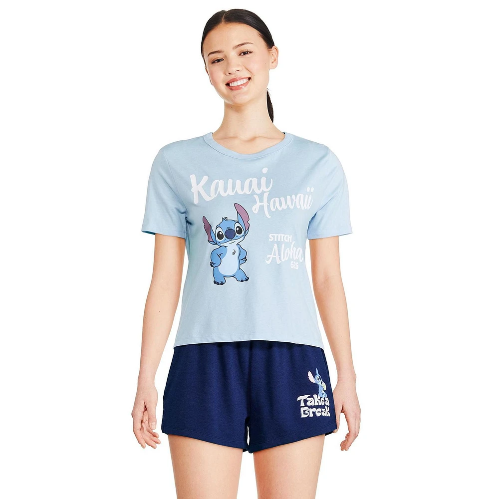 T-shirt écourté Stitch Disney pour femmes Tailles TP–TG