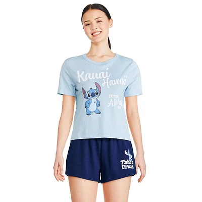 T-shirt écourté Stitch Disney pour femmes Tailles TP–TG