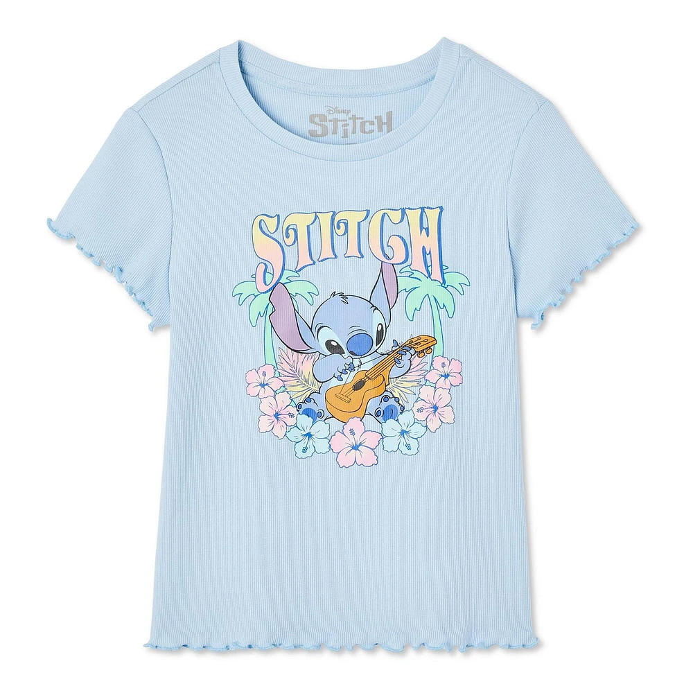 T-shirt côtelé Stitch Disney pour filles Tailles TP-G