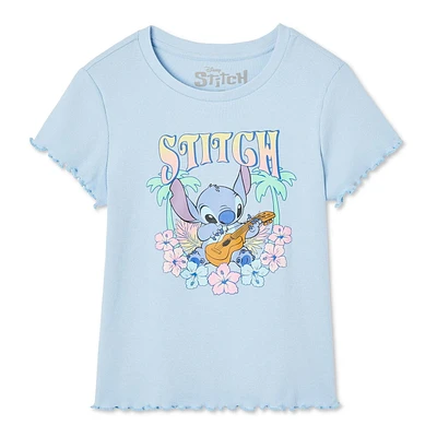 T-shirt côtelé Stitch Disney pour filles Tailles TP-G