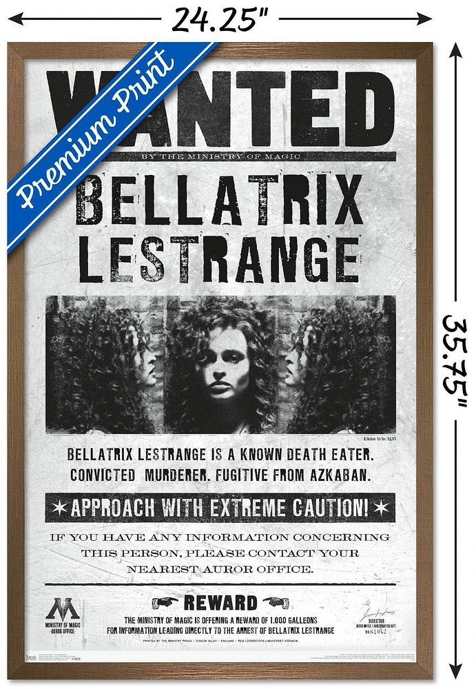 The Wizarding World: Harry Potter - Bellatrix Wanted Poster Wall Poster, 14.725" x 22.375"