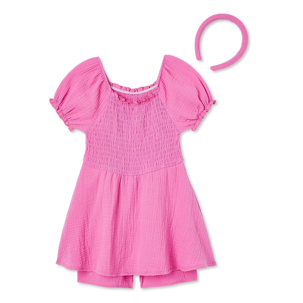 Btween Girls' Smocked Romper 2-Piece Set, Sizes 4-12
