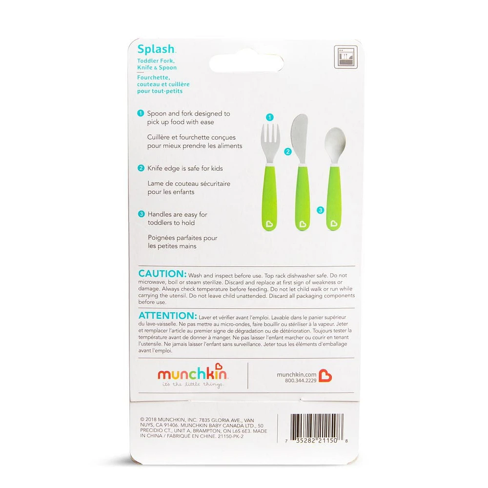 Munchkin® Splash™ Toddler Fork, Knife & Spoon