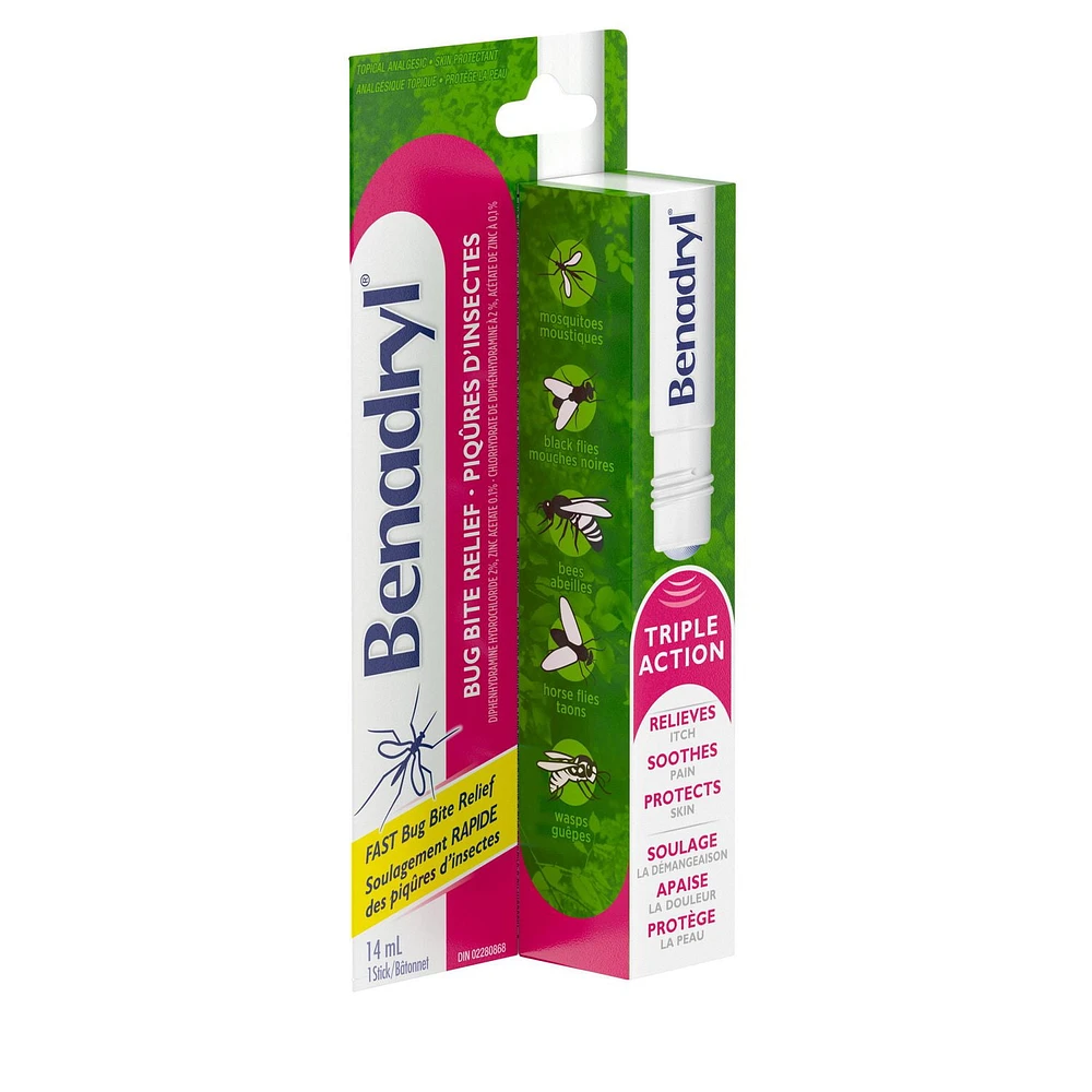 Benadryl Itch and Pain Relief Stick for Bug Bites, 14 mL Stick