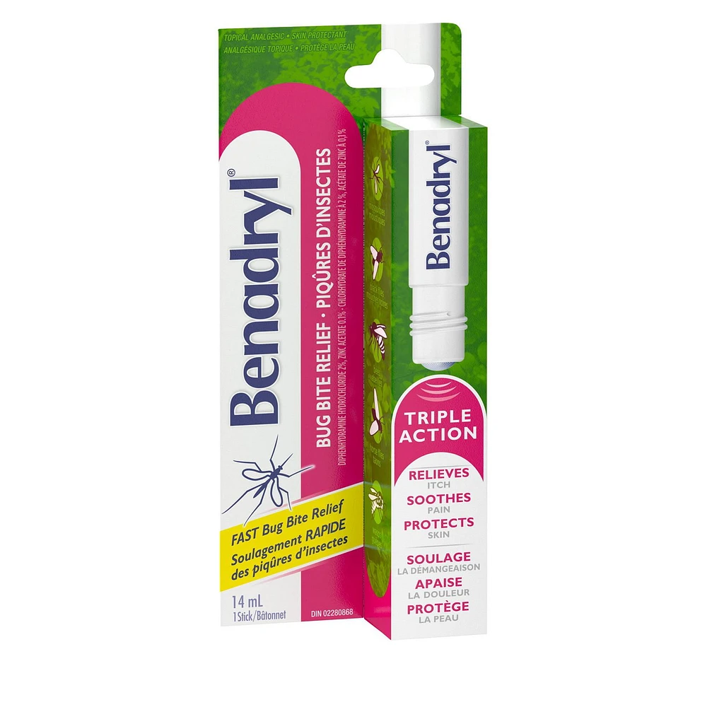 Benadryl Itch and Pain Relief Stick for Bug Bites, 14 mL Stick