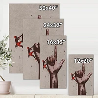 Designart Finger Pointing Up Sign With Climber Canvas Wall Art