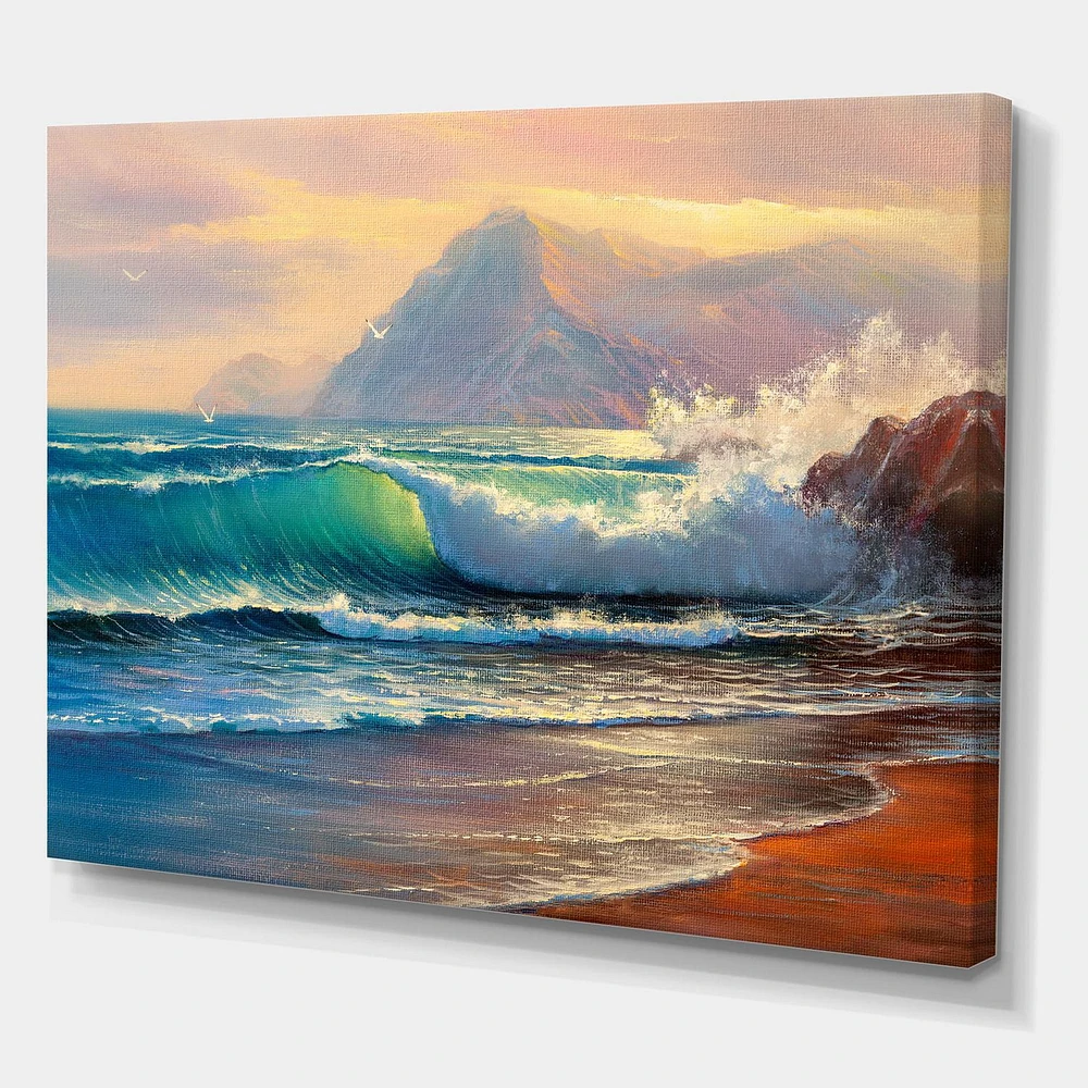 Designart Morning Sunlight On The Sea Waves III Canvas Wall Art