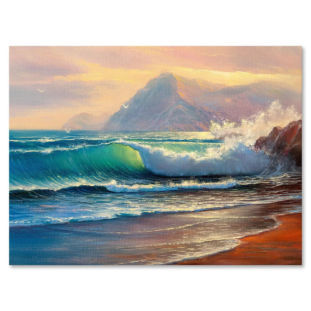 Designart Morning Sunlight On The Sea Waves III Canvas Wall Art