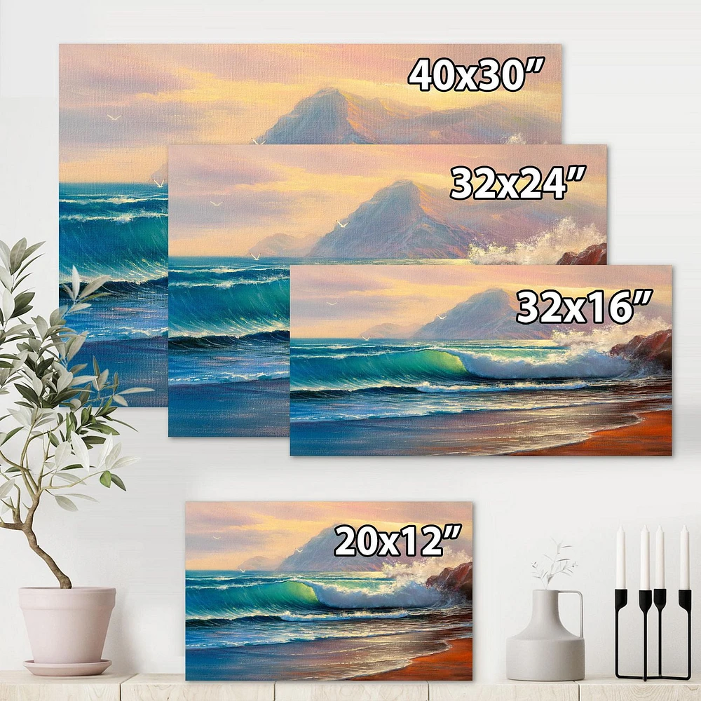 Designart Morning Sunlight On The Sea Waves III Canvas Wall Art