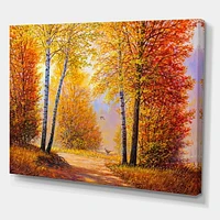 Designart Morning Sunlight Through The Autumn Trees Canvas Wall Art