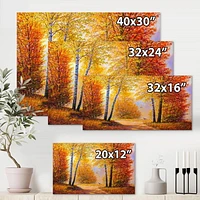 Designart Morning Sunlight Through The Autumn Trees Canvas Wall Art