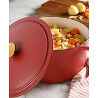 Sur La Table Millau 5.5 Qt Enameled Cast Iron Dutch Oven W/Lid, Matte Brick, Round