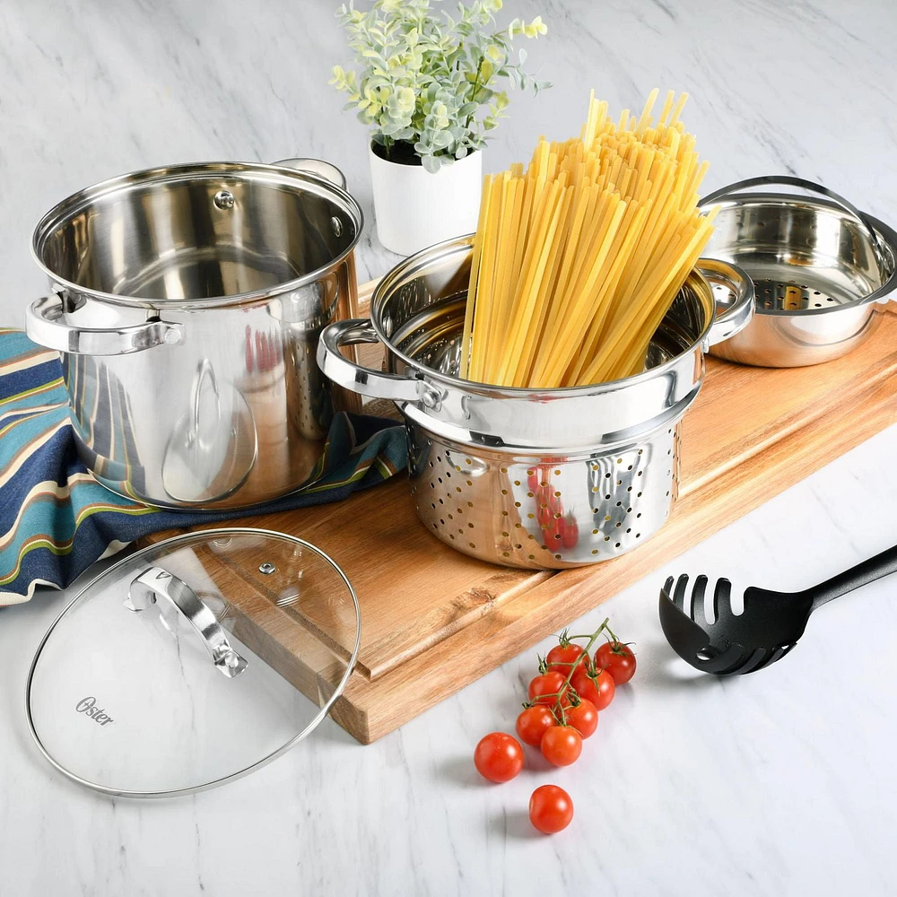 Oster Sangerfield 5 Qt SS Pasta Pot Set W/ Steamer, Basket & Lid