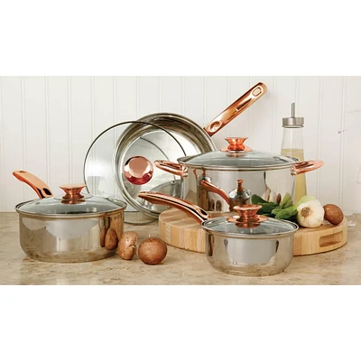 Gibson Anston 8 Piece Stainless Steel Cookware Set, Mirror Polish