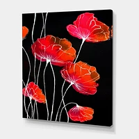 Designart Abstract Red Flower Detail On Black II Canvas Wall Art