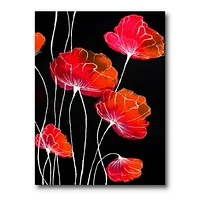 Designart Abstract Red Flower Detail On Black II Canvas Wall Art