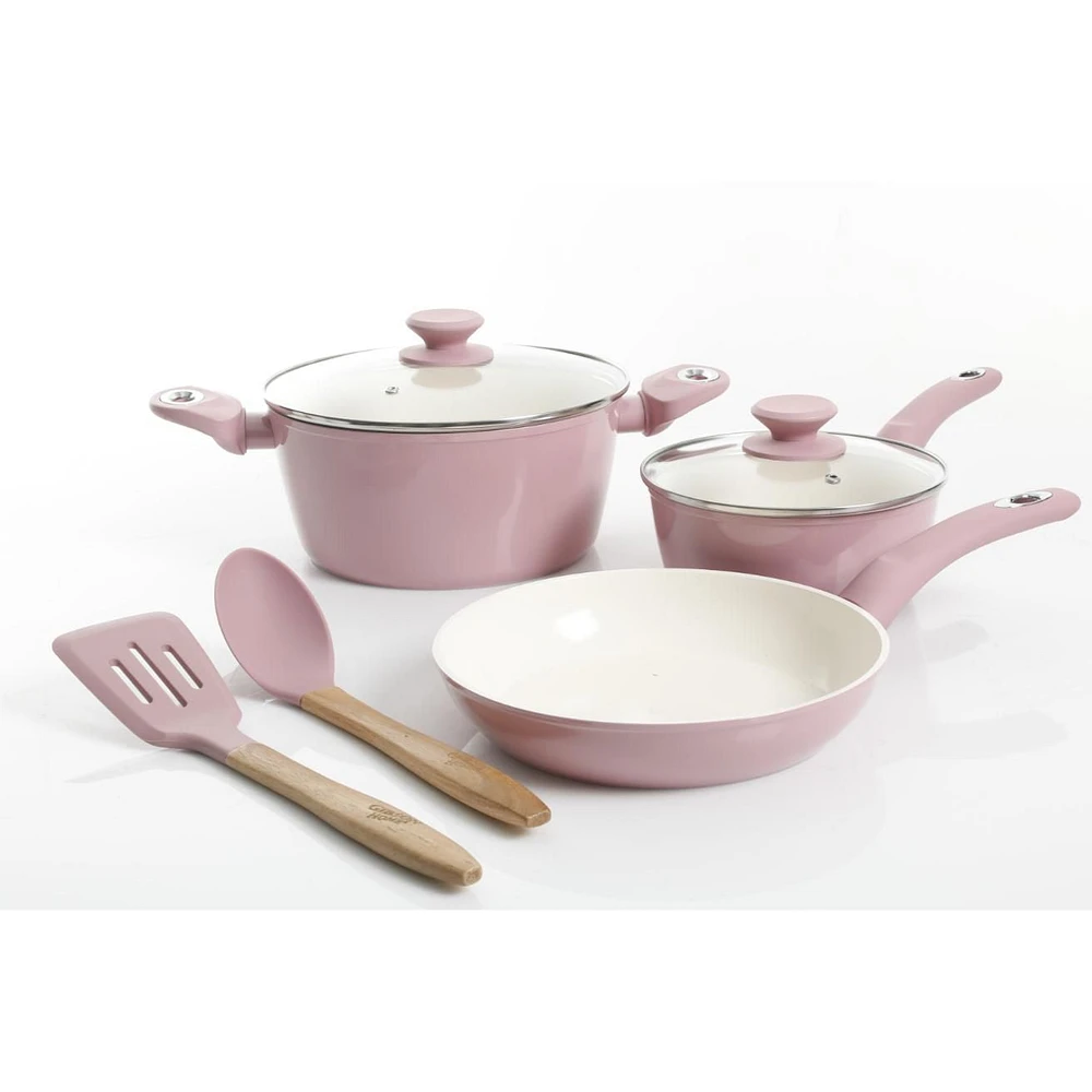 Gibson Plaza CafÃ© 7 Piece Aluminum Cookware Set, Lavender with Soft Touch Bakelite Handle