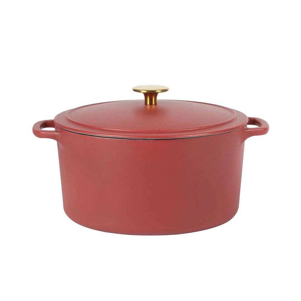 Sur La Table Millau 5.5 Qt Enameled Cast Iron Dutch Oven W/Lid, Matte Brick, Round