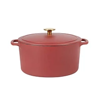 Sur La Table Millau 5.5 Qt Enameled Cast Iron Dutch Oven W/Lid, Matte Brick, Round