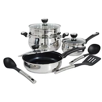 Oster Baldwyn 10 Piece Stainless Steel Cookware Set w/ Kitchen Tools