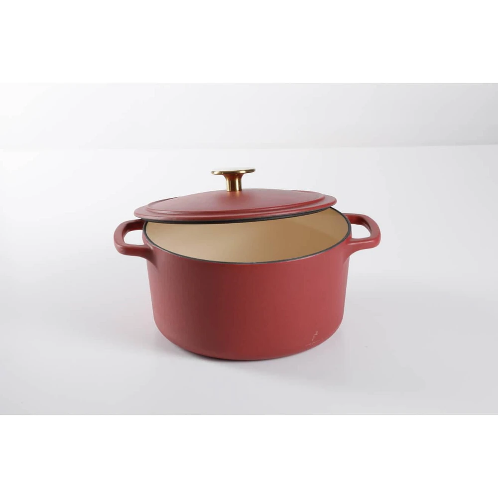 Sur La Table Millau 5.5 Qt Enameled Cast Iron Dutch Oven W/Lid, Matte Brick, Round