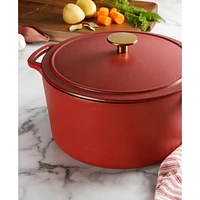 Sur La Table Millau 5.5 Qt Enameled Cast Iron Dutch Oven W/Lid, Matte Brick, Round