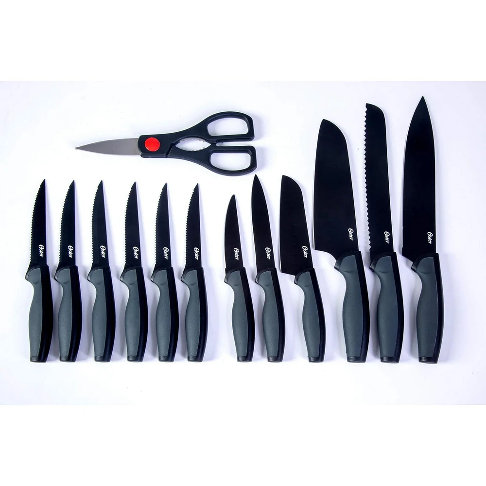 Oster Slice Craft 14 Piece Cutlery Set W/Black Block - Black