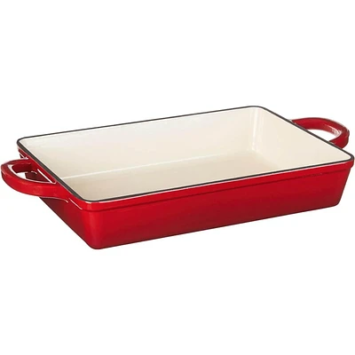 Crock Pot Artisan 13 Inch Enameled Cast Iron Lasagna Pan, Scarlet Red