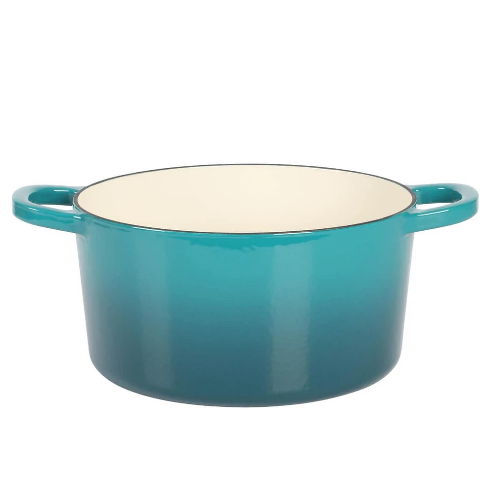 Crock-Pot Artisan 7 Qt Enameled Cast Iron Dutch Oven w/Lid, Teal Ombre, Round