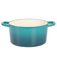 Crock-Pot Artisan 7 Qt Enameled Cast Iron Dutch Oven w/Lid, Teal Ombre, Round