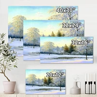 Designart Green Trees In Beautiful Winter Landscape Canvas Wall Art