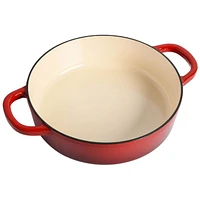 Crock-Pot Artisan 5 Qt Enameled Cast Iron Braiser Pan W/Lid, Scarlet Red, Round