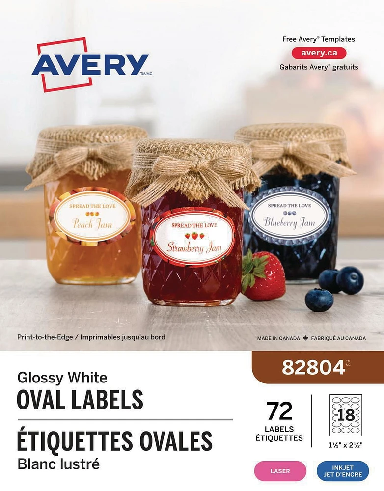 Glossy White Oval Labels, 1½" x 2½", Permanent Adhesive, for Laser and Inkjet Printers, 1-1/2" X 2-1/2"