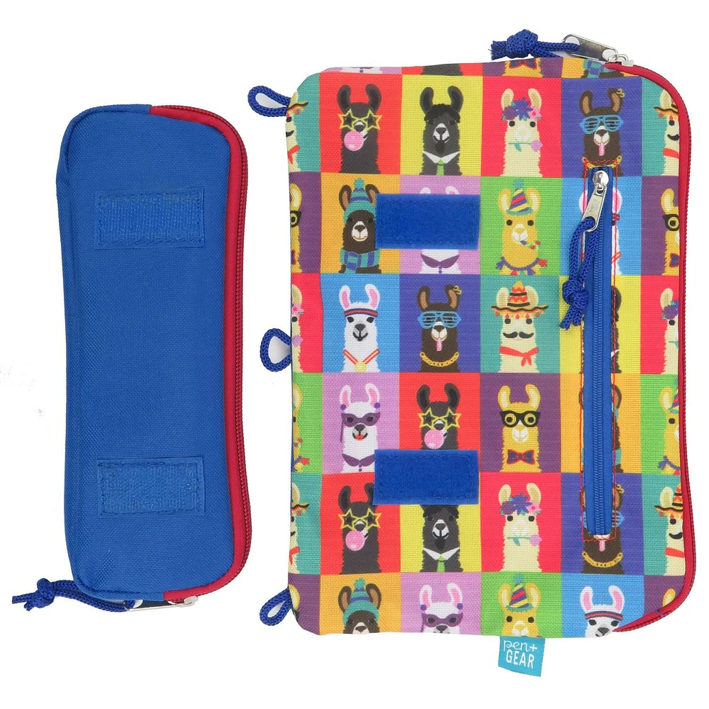 PEN+GEAR DETACHABLE 2 COMPARTMENTS PENCIL CASE, LLAMA / BLUE