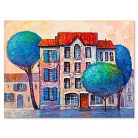 Designart House With Red Roof and Colorful Autumn Trees Canvas Wall Art