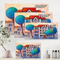 Designart House With Red Roof and Colorful Autumn Trees Canvas Wall Art