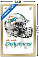 NFL Miami Dolphins - Drip Helmet 20 Wall Poster with Magnetic Frame, 22.375" x 34"