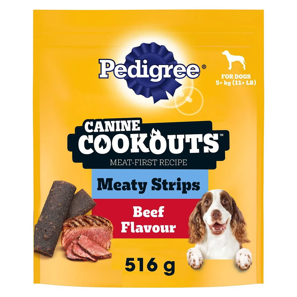 Pedigree Canine Cookouts Adult Dog Treats Meaty Strips Beef Flavour
