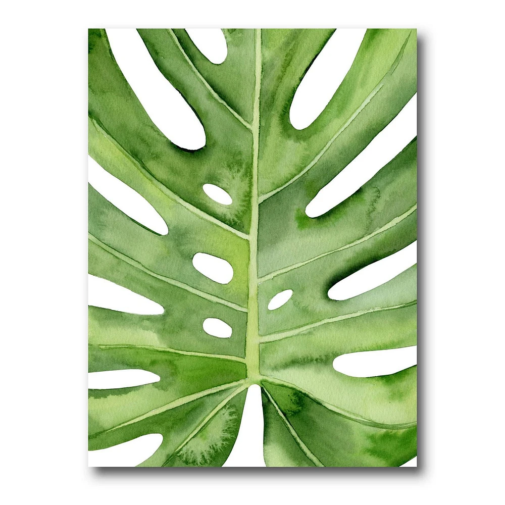 Designart Green Monstera Leaf Tropical Palm Botanical Detail Canvas Wall Art