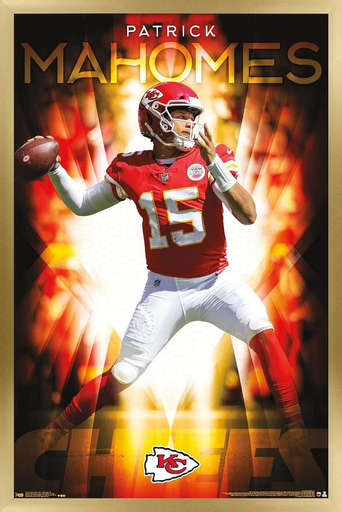 NFL Kansas City Chiefs - Patrick Mahomes II 18 Wall Poster, 22.375" x 34" Framed