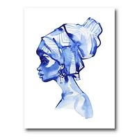 Designart Blue Fashion Portrait of Afro American Woman Canvas Wall Art