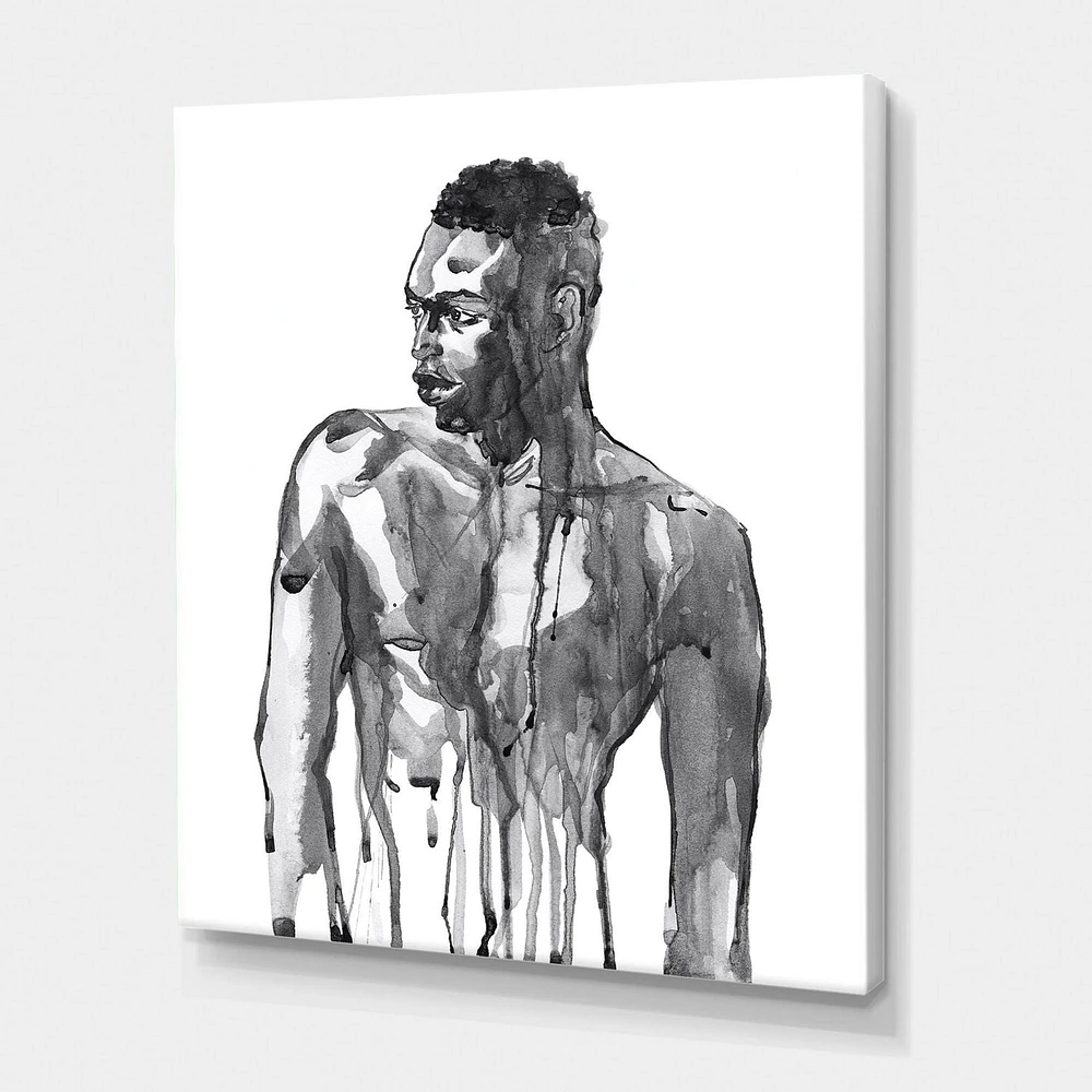 Designart Handsome African Man Portrait On White I Canvas Wall Art